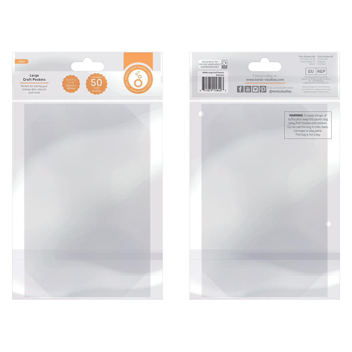 Tonic Studios Storage 5.5" x 7.25" Large Craft Storage Pockets - 50 Pack