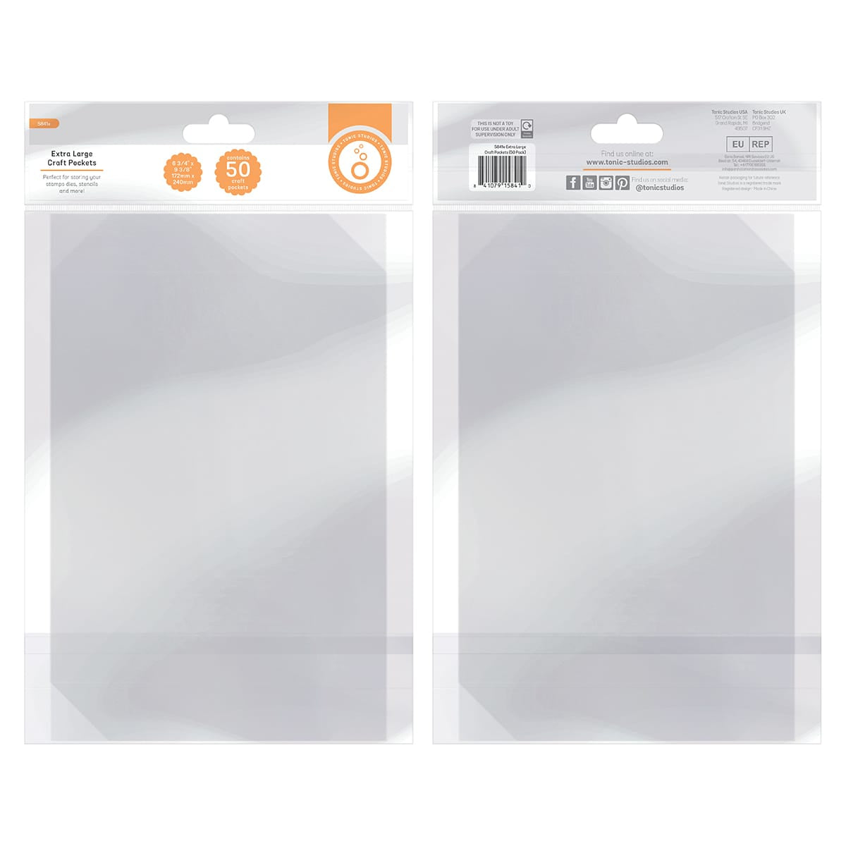 Tonic Studios Storage 6.75" x 9.4" Extra Large Craft Storage Pockets - 50 Pack