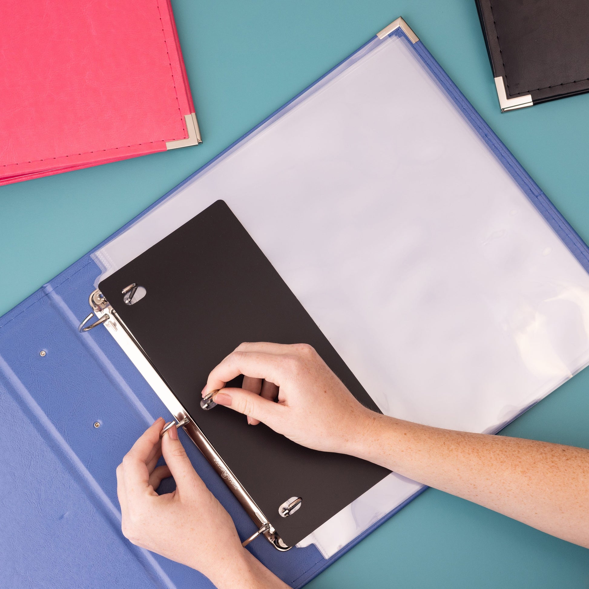 We R Makers Albums We R Makers - 12" x 12" Faux Leather D-Ring Photo Album - Country Blue