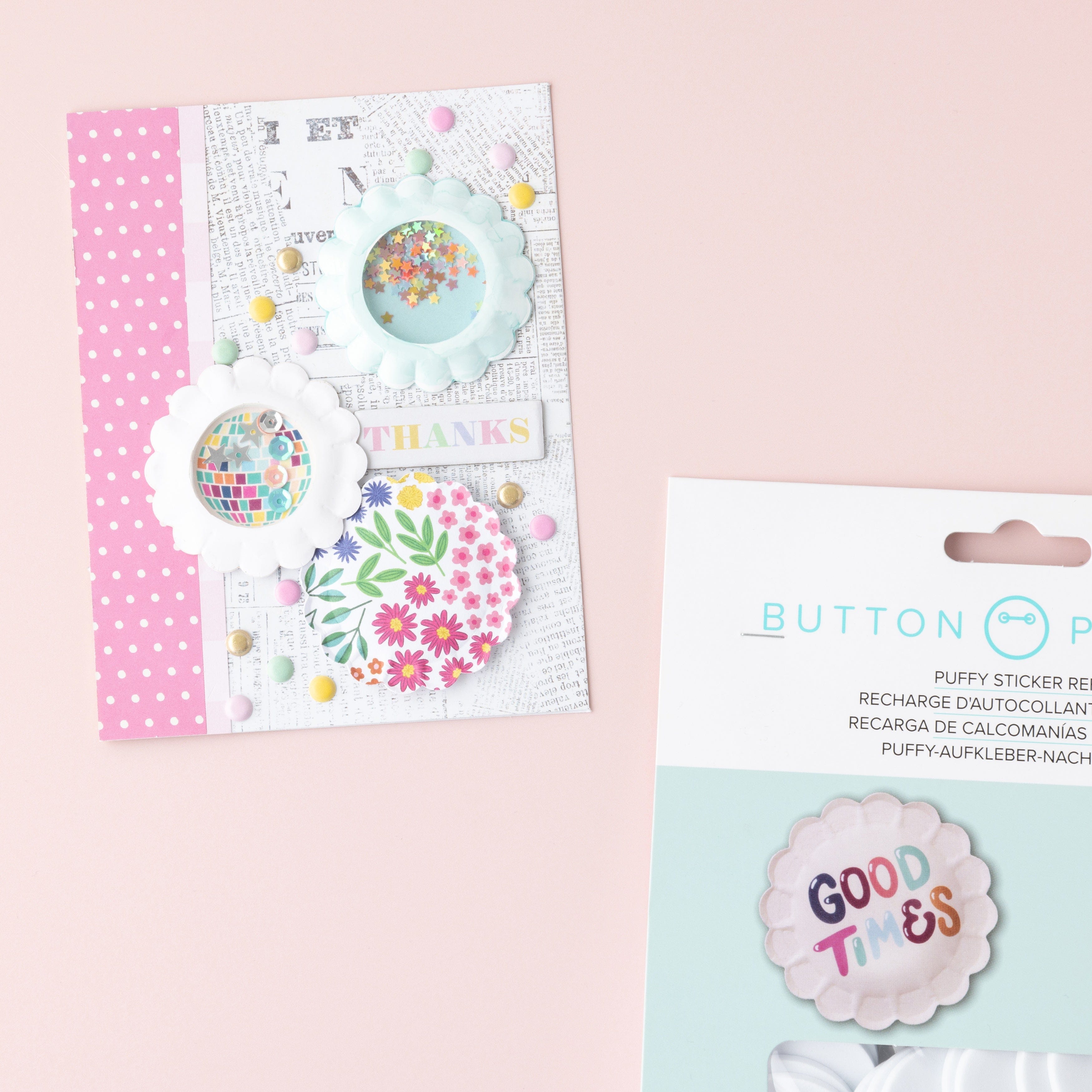 We R Makers Button Press We R Scallop Circle Button Press Insert and Sticker/Shaker Refills