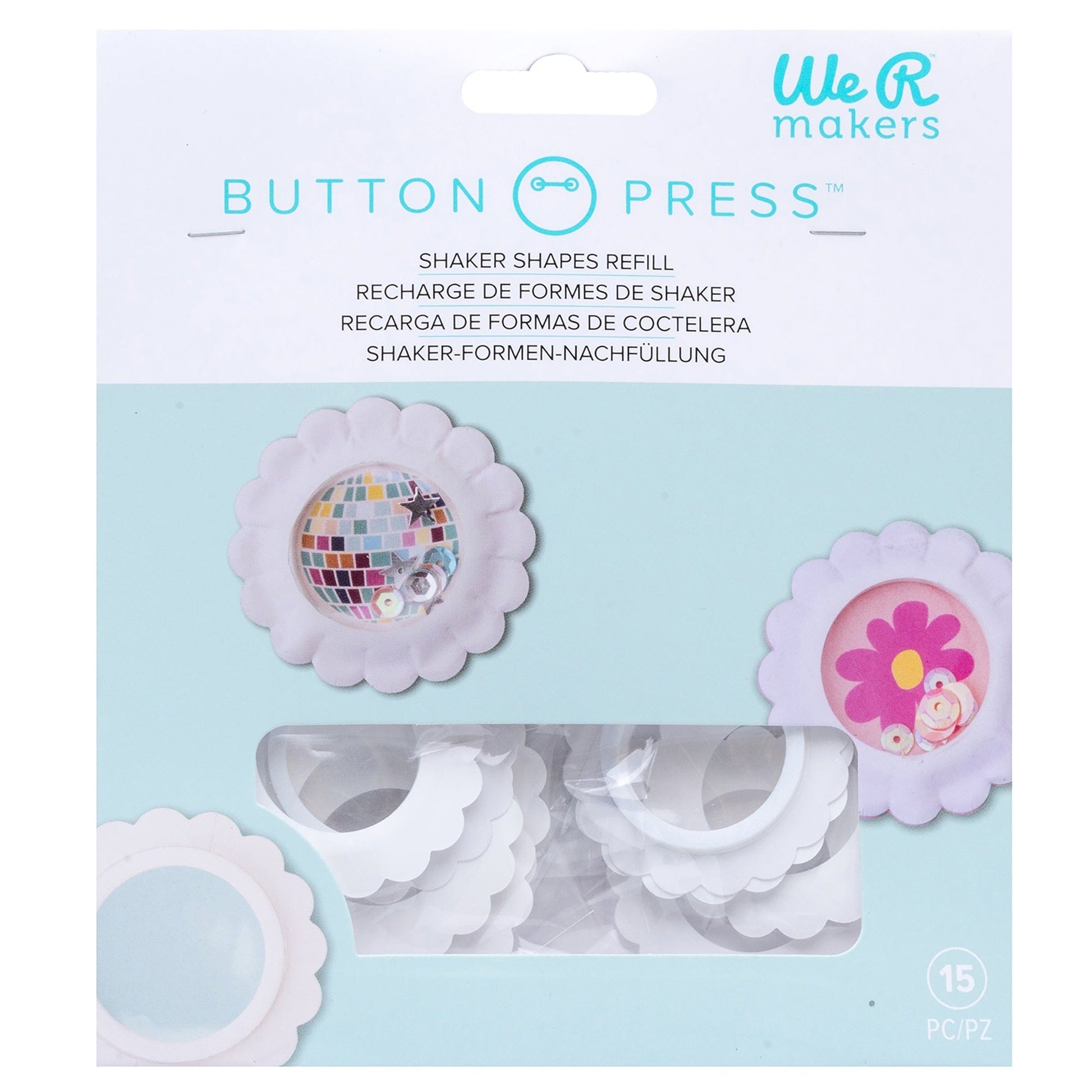 We R Makers Button Press We R Scallop Circle Button Press Insert and Sticker/Shaker Refills