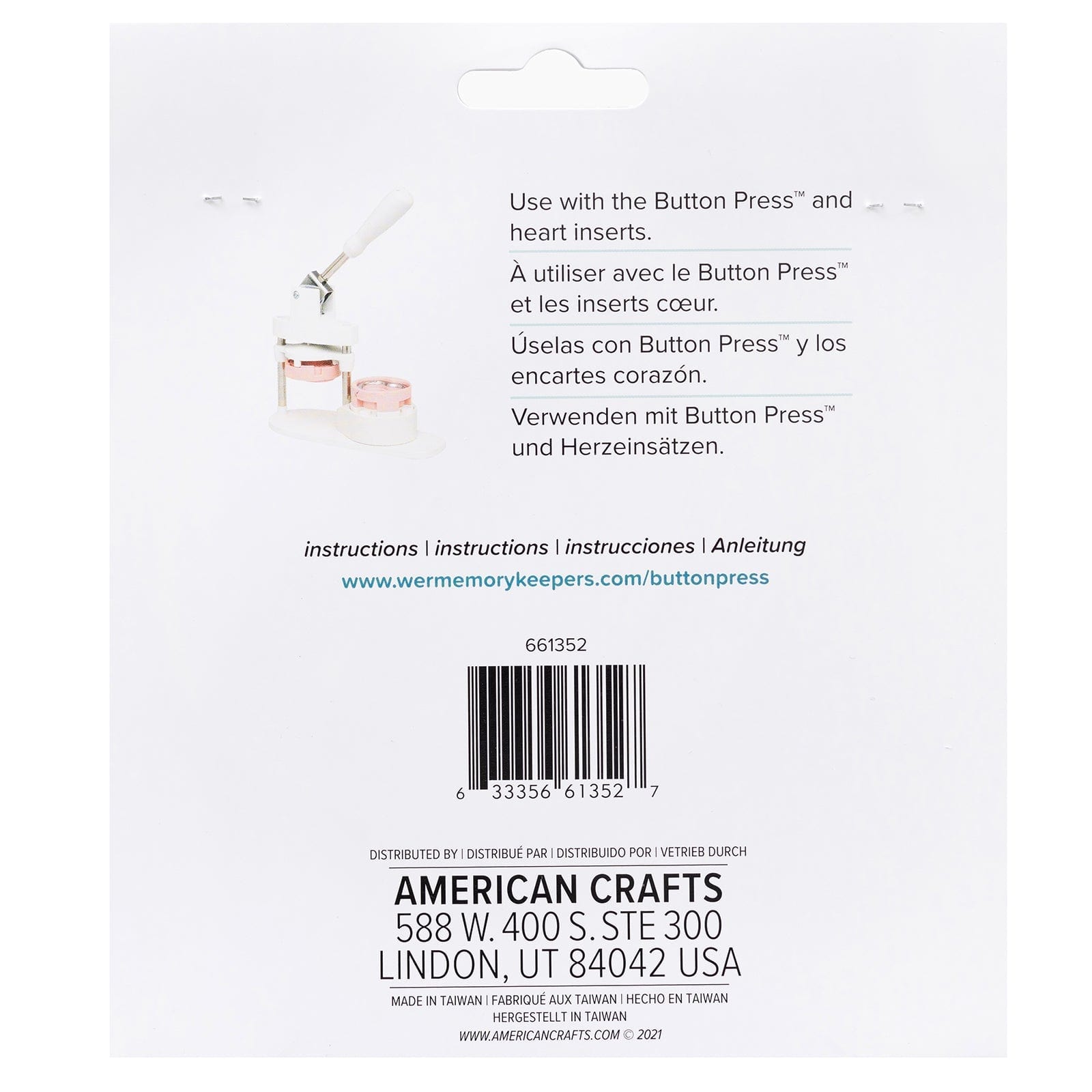 We R Makers Buttons We R Makers Button Press 58mm Heart Refill Pack - 9 Pack