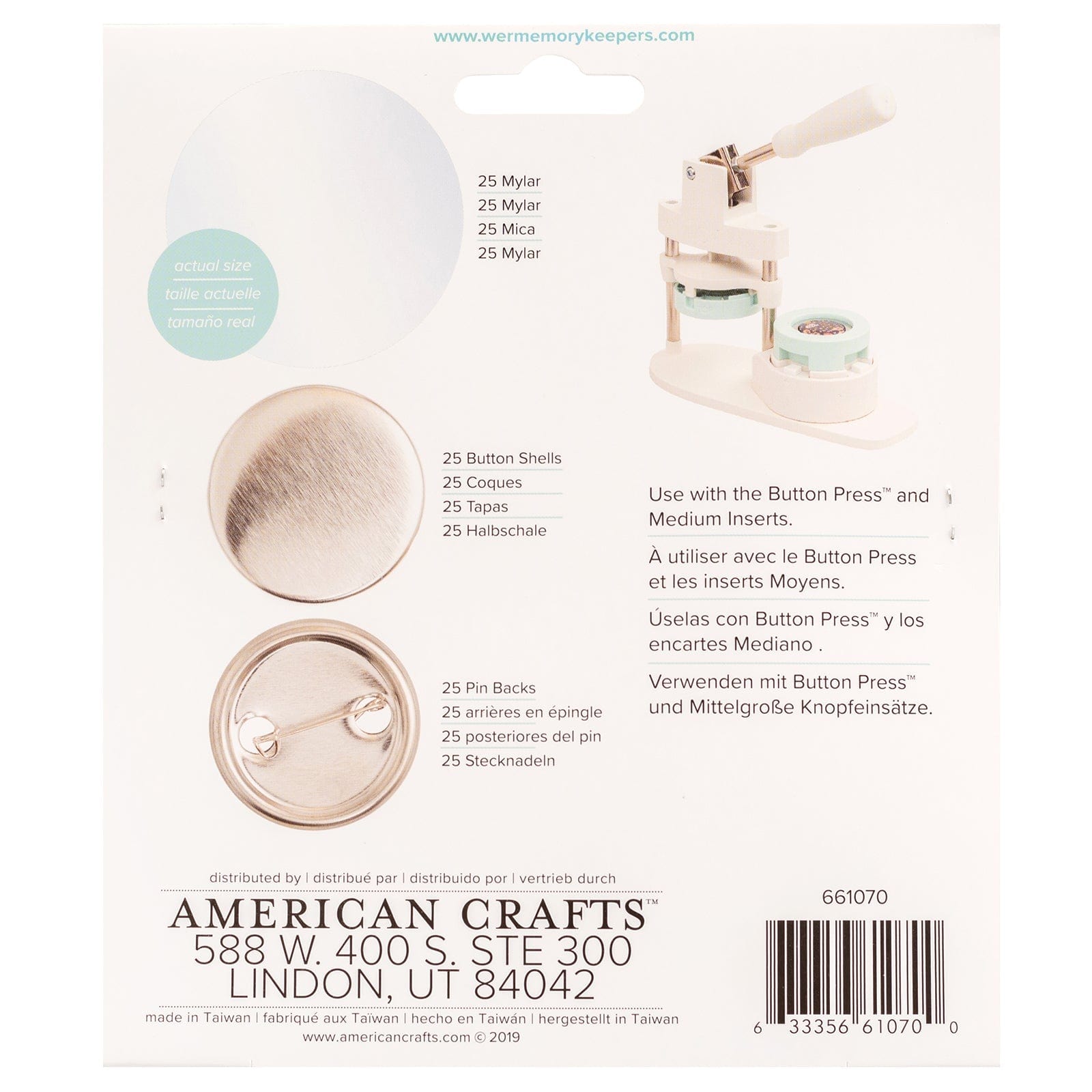 We R Makers Buttons We R Makers Button Press Medium 37mm Button Pieces - 25 Pack