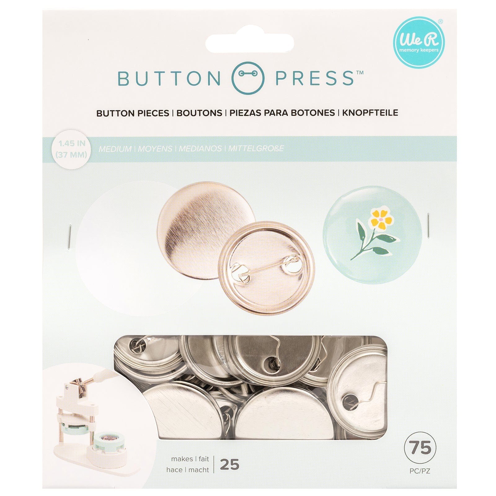 We R Makers Buttons We R Makers Button Press Medium 37mm Button Pieces - 25 Pack
