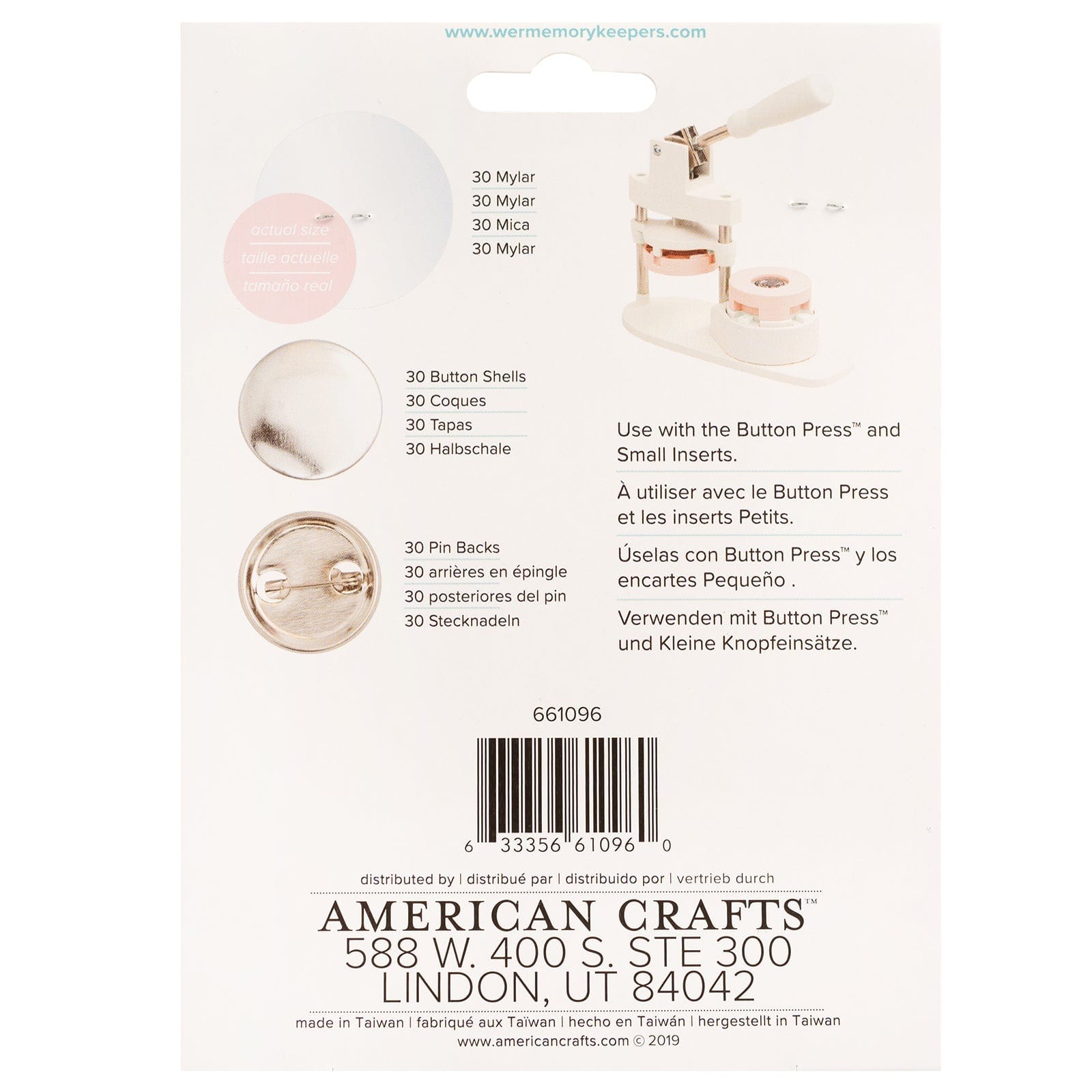 We R Makers Buttons We R Makers Button Press Small 25mm Button Pieces - 30 Pack