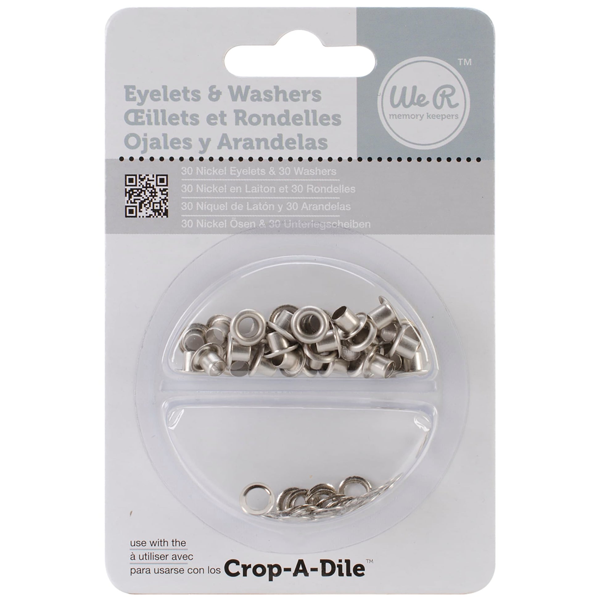 We R Makers Clips & Fasteners We R Standard Size Eyelets & Washers - Nickel (60 Pack)