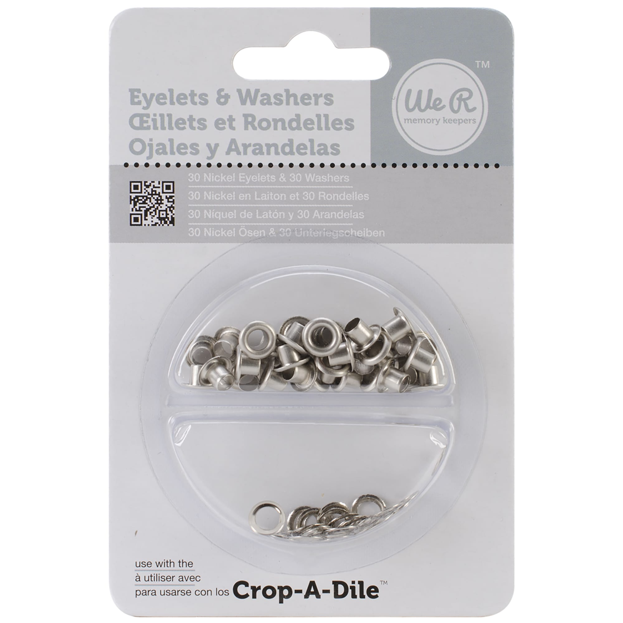 We R Makers Clips & Fasteners We R Standard Size Eyelets & Washers - Nickel (60 Pack)