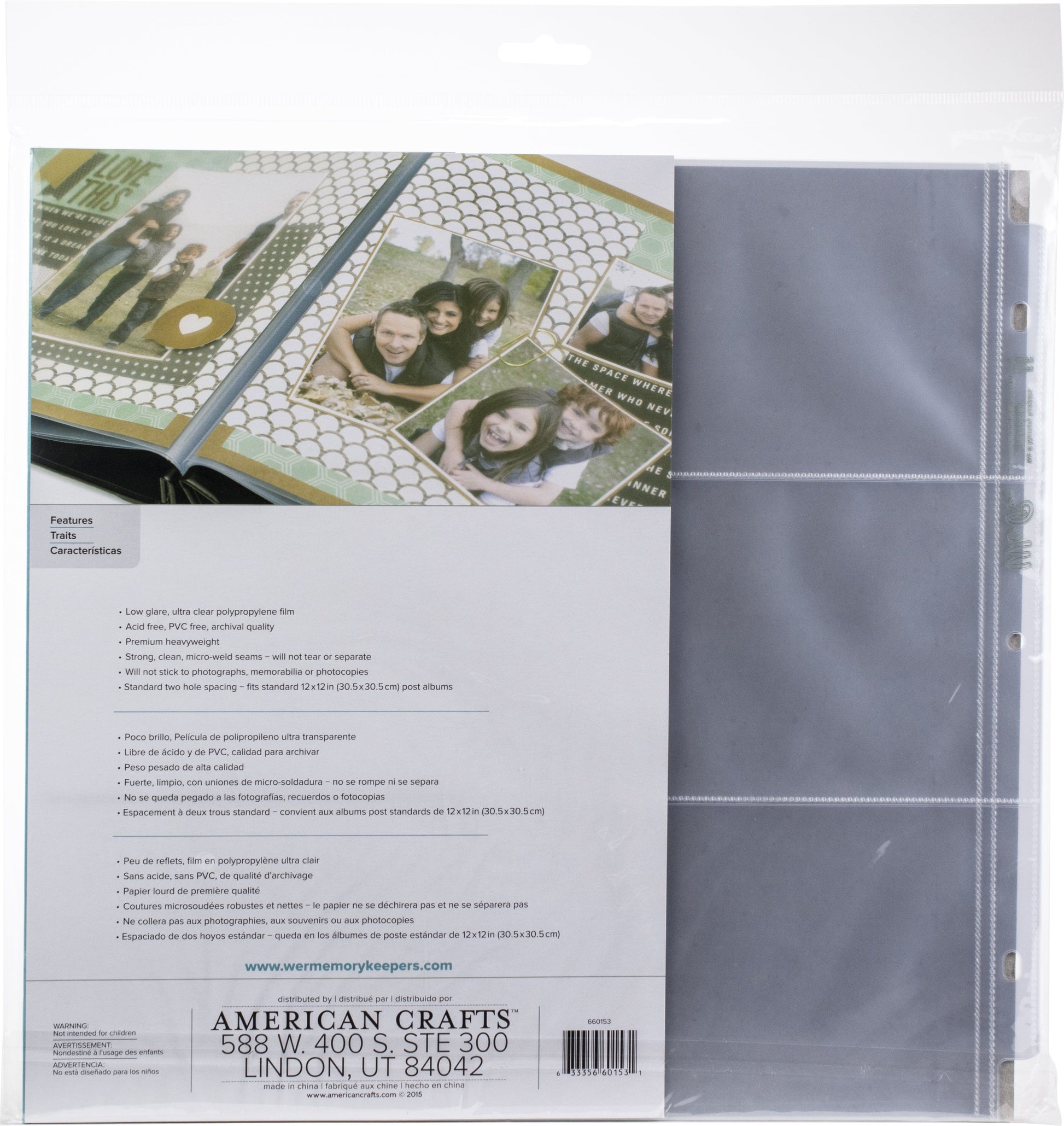 We R Makers Paper Crafts Albums We R Post Bound Photo Sleeves 12"X12" 10/Pkg-Six 4"X6" Pockets