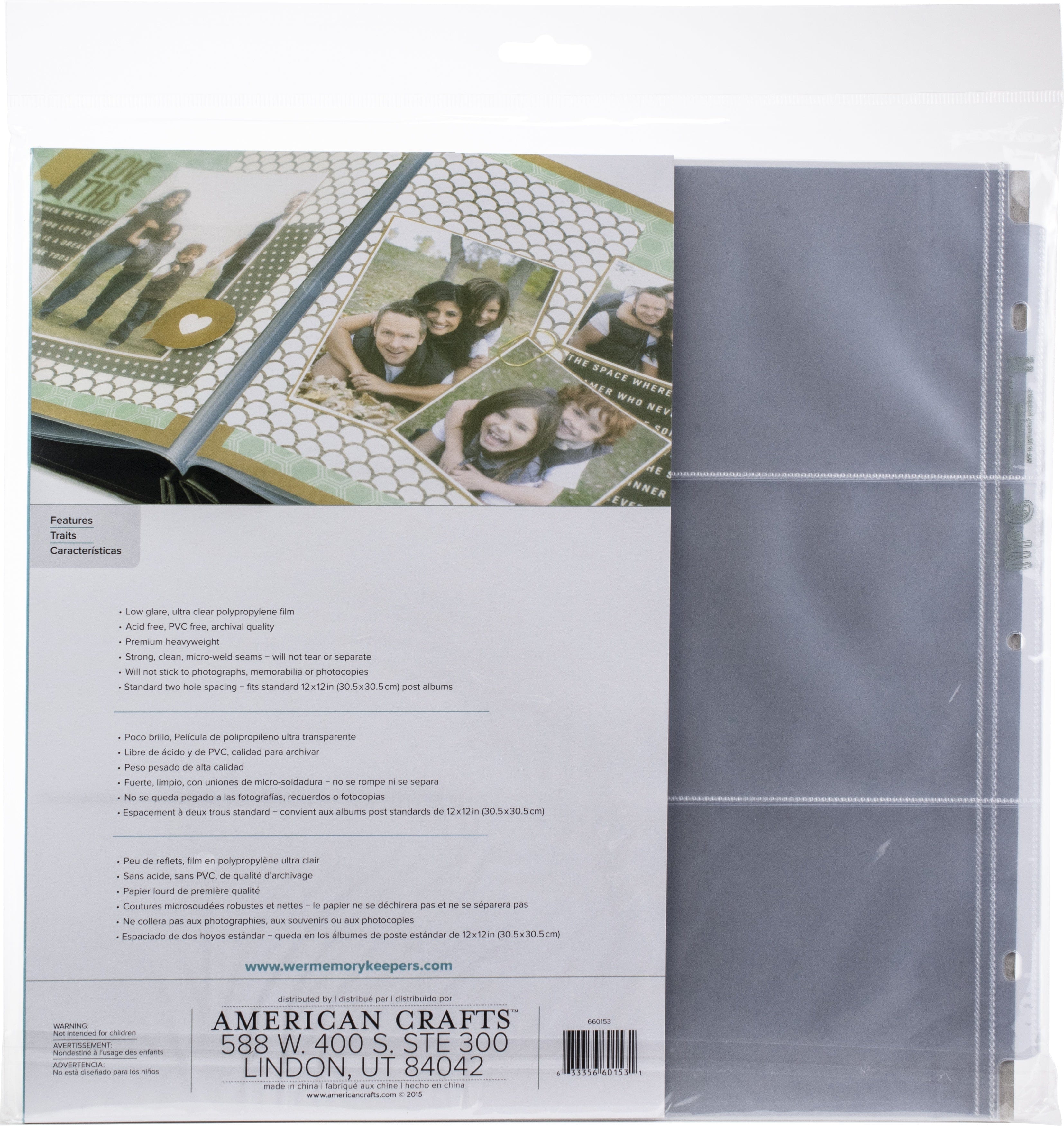 We R Makers Paper Crafts Albums We R Post Bound Photo Sleeves 12"X12" 10/Pkg-Six 4"X6" Pockets