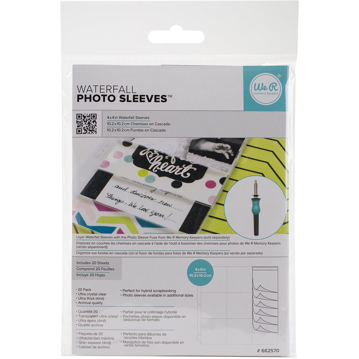 We R Makers Tools We R Fuse Photo Sleeve Waterfall Sleeves 20/Pkg-4"X4"