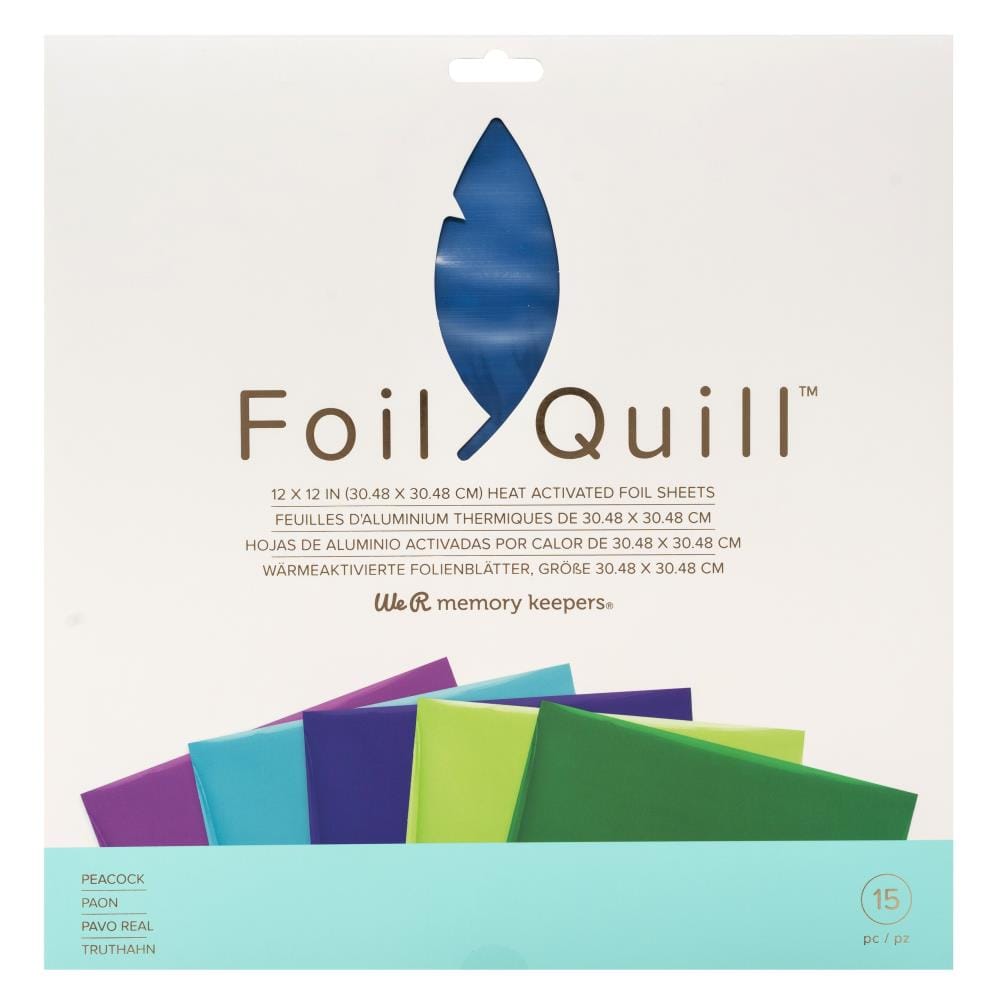 We R Makers We R Memory Keepers Foil Quill Foil Sheets, 12" x 12" - 15 pack - Peacock