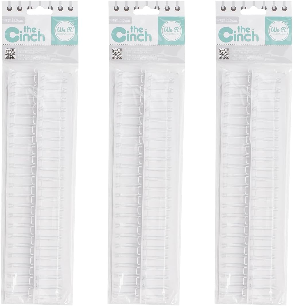 We R Makers Wires We R Memory Keepers Cinch Book Binding Wires 0.75" x 10.5" – White, 3 Pack Bundle (Total 6 Wires)