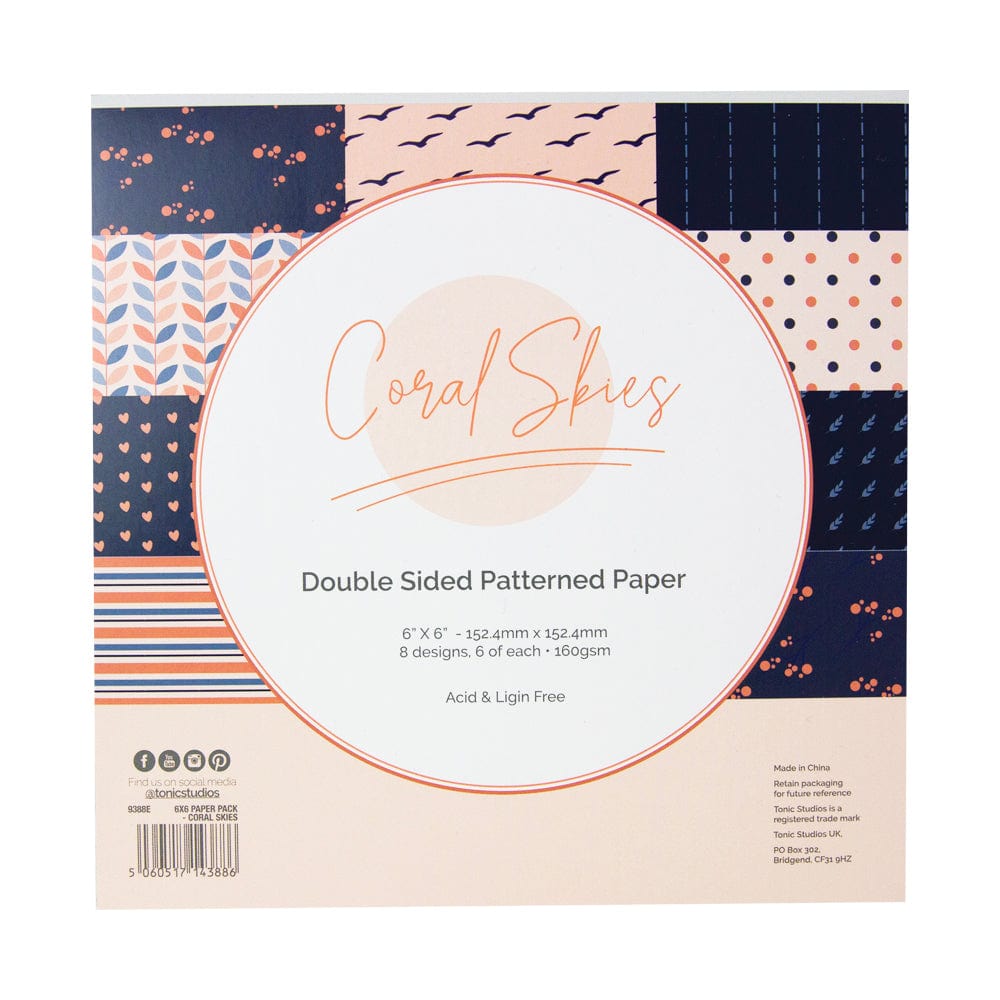 Craft Perfect 6x6 Card Packs Craft Perfect - 6x6 Card Packs -Coral Skies- 9388e