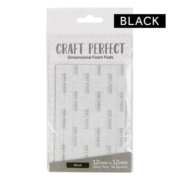 Craft Perfect Adhesives Craft Perfect - Adhesives - Dimensional Foam Pads - Black -  12mm (96 pads)  - 9754e
