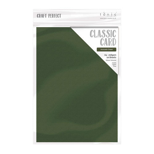 Craft Perfect Classic Card Craft Perfect - Classic Card  - Avocado Green - Weave Textured - A4 - 10 Pack - 9038e