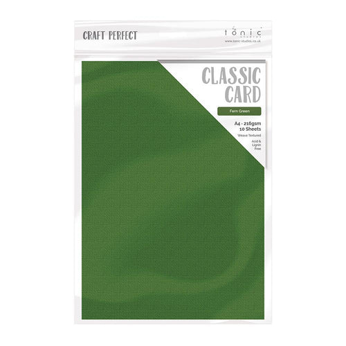 Craft Perfect Classic Card Craft Perfect - Classic Card  - Fern Green - Weave Textured - A4- 10 Pack - 9037E