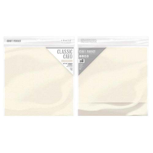 Craft Perfect Classic Card Craft Perfect - Classic Card - Ivory White - Weave Textured - 12" x 12" (5/PK) - 9136E