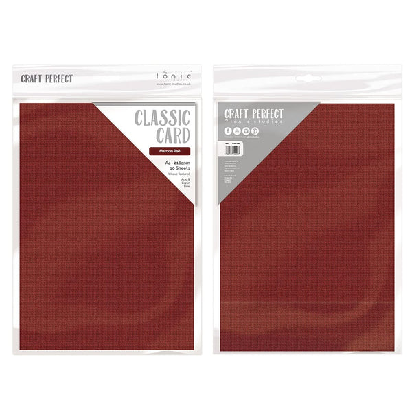 Craft Perfect Classic Card Craft Perfect - Classic Card - Maroon Red - Weave Textured - A4(10/PK) - 9077e