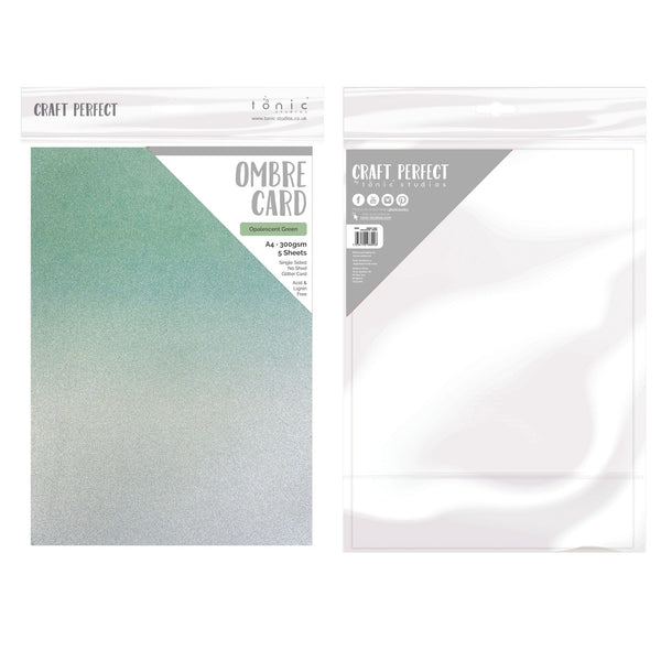 Craft Perfect Classic Card Craft Perfect - Ombre Card - Opalescent Green - A4 (5/PK) - 8890E