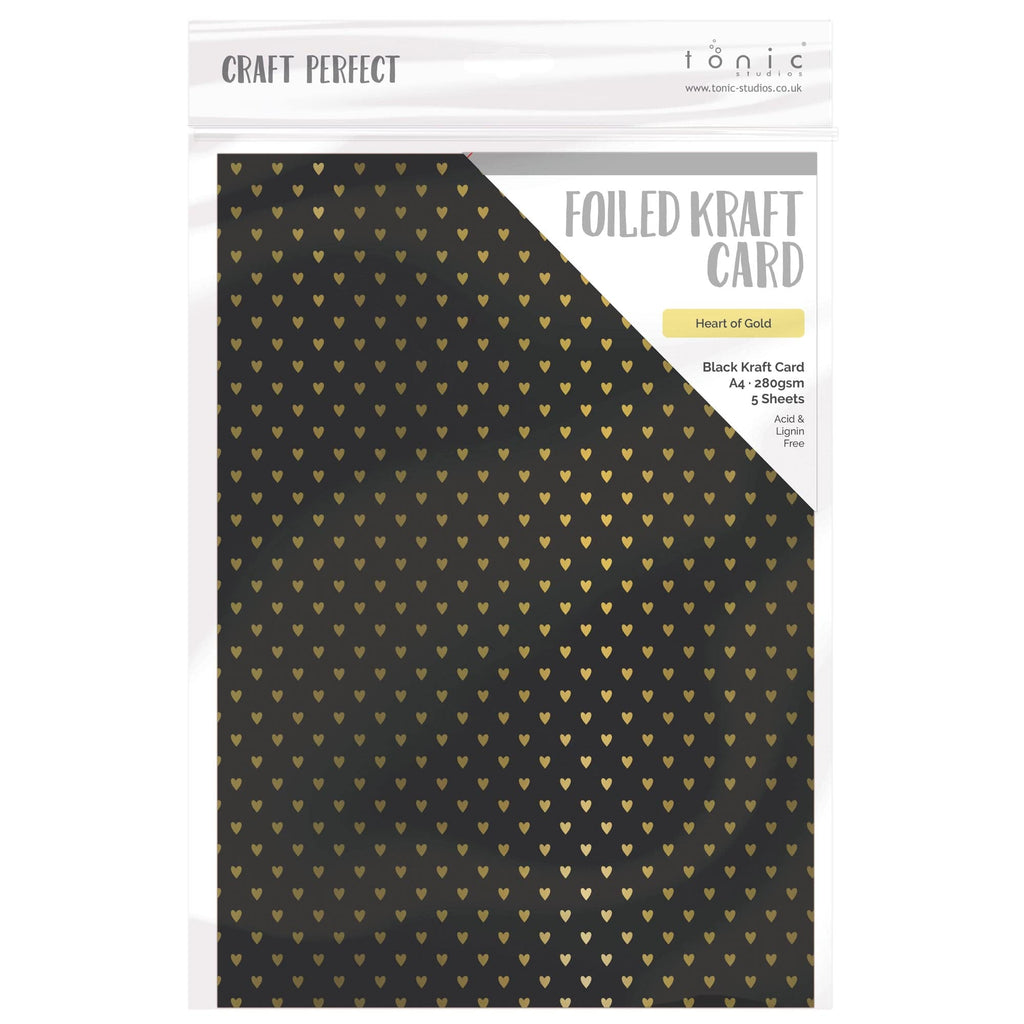 Craft Perfect Foiled Card Blanks Craft Perfect - Foiled Kraft Card - Heart of Gold - A4 - 280gsm- 9352e