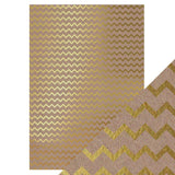 Load image into Gallery viewer, Craft Perfect Foiled Kraft Card Craft Perfect - Foiled Kraft Card - Golden Zig Zag - A4 (5/pk) - 9340e