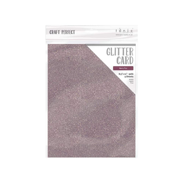 Craft Perfect Glitter Card Craft Perfect - Glitter Card - Berry Fizz - 8.5" x 11" (5/Pk)  - 9972e