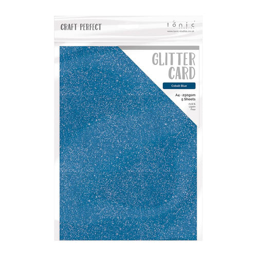 Craft Perfect Glitter Card Craft Perfect - Glitter Card - Cobalt Blue - A4 (5/Pk) - 9953e