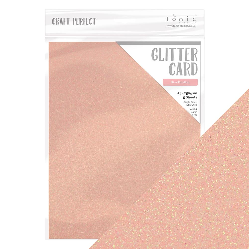 Craft Perfect Glitter Card Craft Perfect - Glitter Card - Pink Frosting - A4 (5/PK) - 9955E