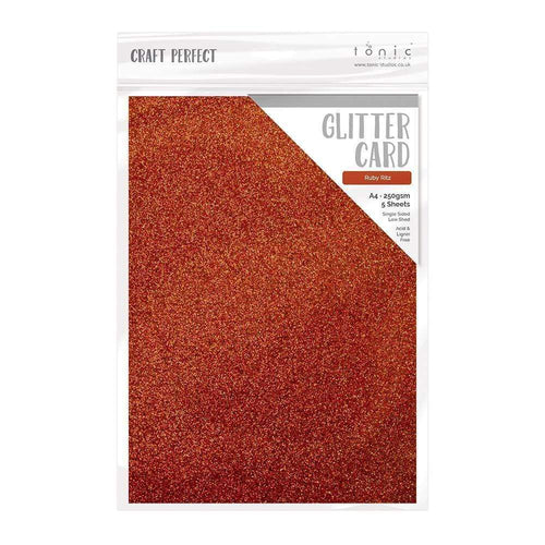 Craft Perfect Glitter Card Craft Perfect – Glitter Card - Ruby Ritz - A4 - 250gsm - 5 Sheets - 9944E