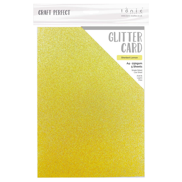 Card Craft Perfect - Glitter Card - Sherbet Lemon - A4 (5/PK) - 9956E
