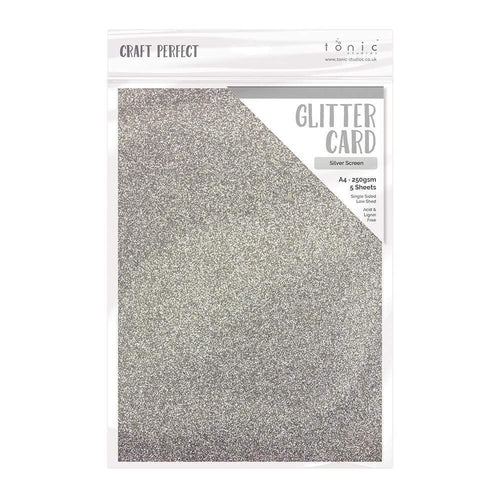 Craft Perfect Glitter Card Craft Perfect – Glitter Card - Silver Screen - A4 - 250gsm - 5 Sheets - 9941E