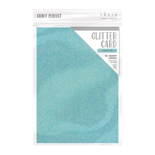 Craft Perfect Glitter Card Craft Perfect - Glitter Card - Tropical Tide - A4 (5/PK) - 9950e