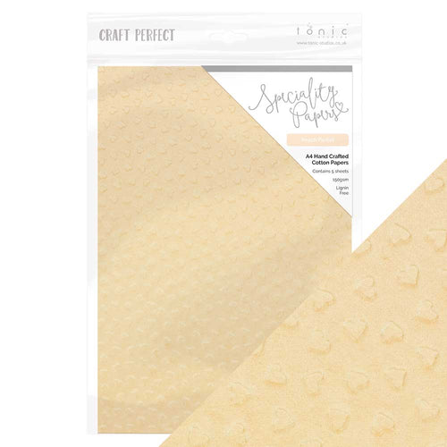 Craft Perfect - Speciality Paper - Hand Crafted Cotton - Peach Parfait - A4 (5/PK) - 150gsm - 9890E