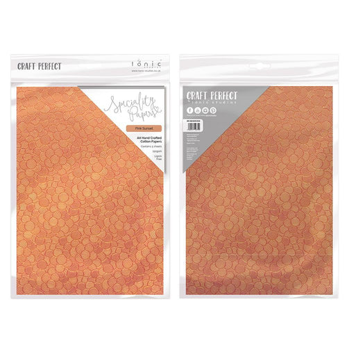 Craft Perfect Hand Crafted Cotton Papers Craft Perfect - Speciality Paper - Hand Crafted Cotton - Pink Sunset - A4(5/PK) - 150gsm - 9877e