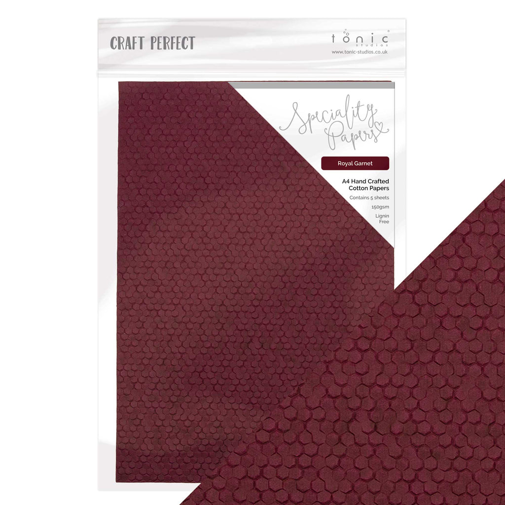 Craft Perfect Hand Crafted Cotton Papers Craft Perfect - Speciality Paper - Royal Garnet - A4 (5/PK) - 9893E