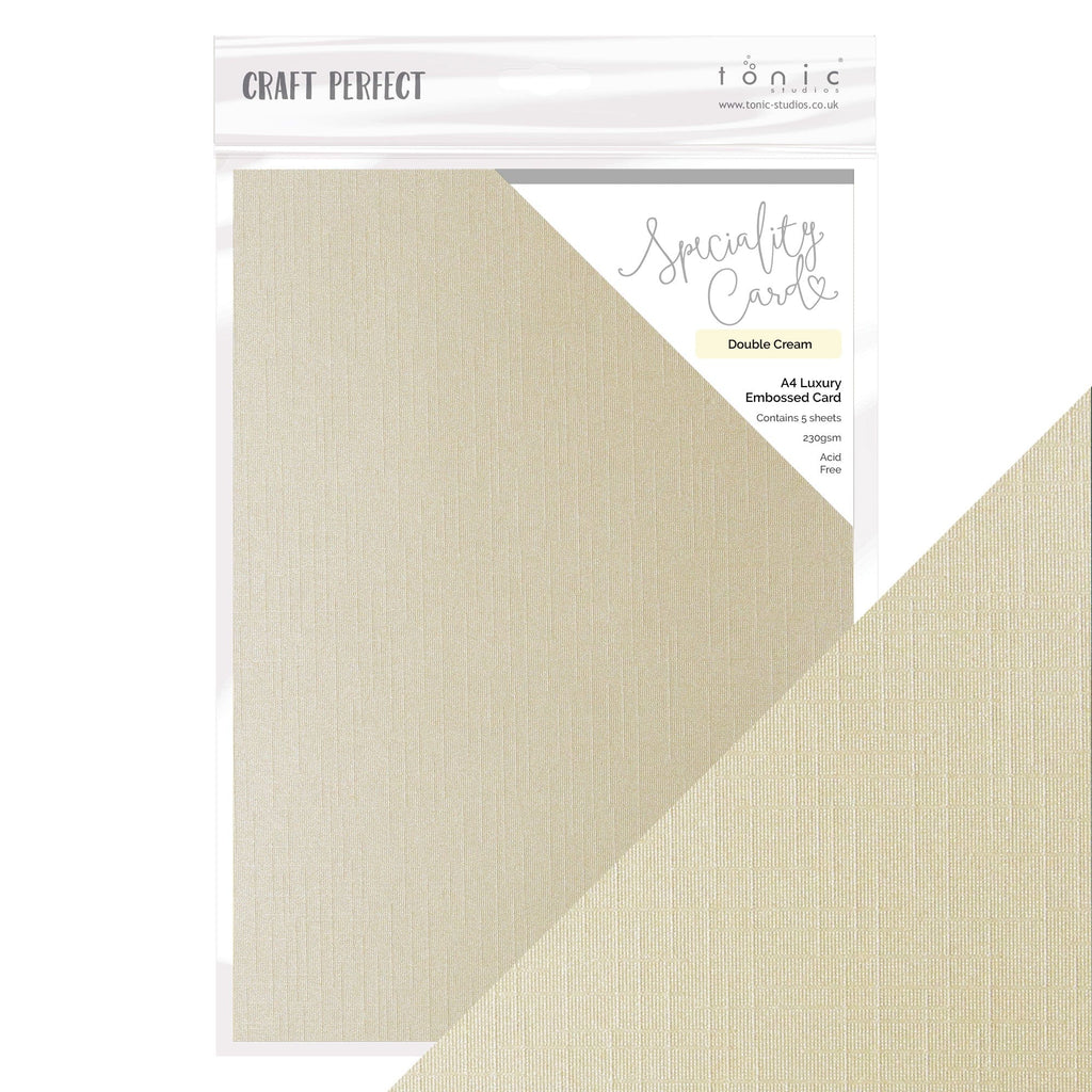 Craft Perfect Luxury Embossed Card Craft Perfect - Speciality Card - Double Cream - A4 (5/PK) - 9854E