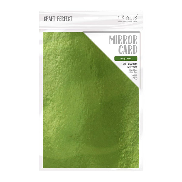 Craft Perfect Mirror Card Craft Perfect - Mirror Card - High Gloss - Holly Green - A4 (5/PK) - 9446e