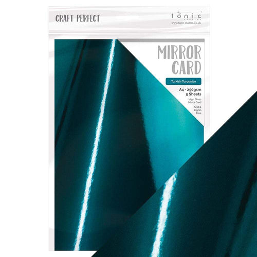 Craft Perfect Mirror Card Craft Perfect - Mirror Card - High Gloss - Turkish Turquoise - A4 (5/PK) - 8701E