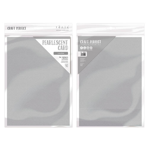 Craft Perfect Pearlescent Card Craft Perfect - Luna Silver Pearlescent Card Craft Perfect - Pearlescent Card - Luna Silver A4 (5/PK) - 9499E