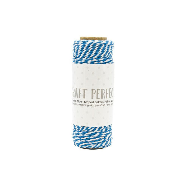 Craft Perfect Twine Craft Perfect - Striped Bakers Twine - French Blue - (2mm/25m) - 9992E