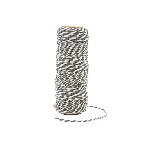 Craft Perfect Twine Craft Perfect - Striped Bakers Twine - Pewter Grey - (2mm/25m) - 9982E