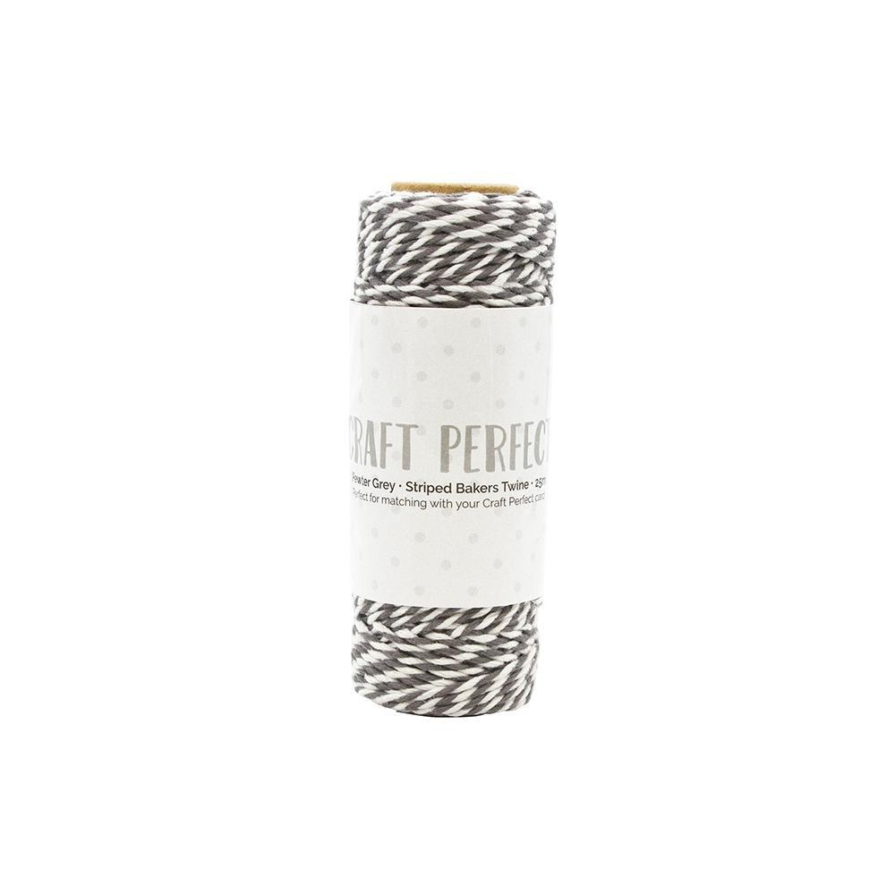 Craft Perfect Twine Craft Perfect - Striped Bakers Twine - Pewter Grey - (2mm/25m) - 9982E