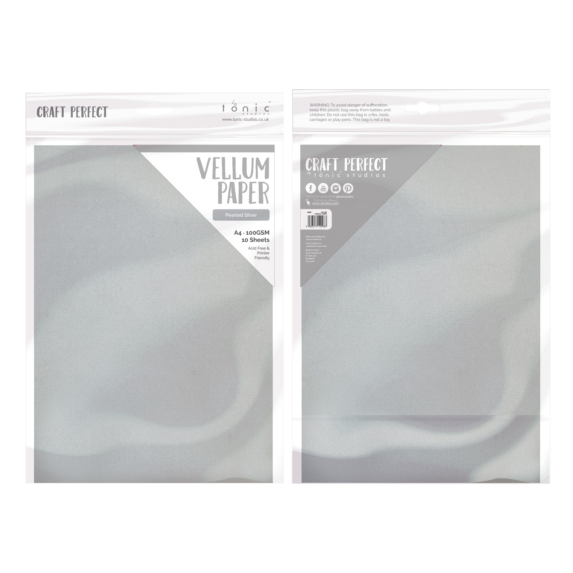 Craft Perfect Vellum Paper Vellum Paper - Pearled Silver - A4 (10/PK) - 100GSM - 9998E