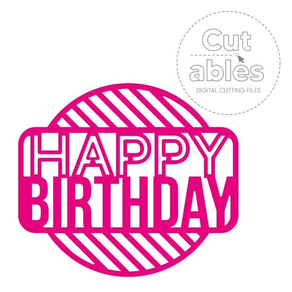 Cut'ables SVG Happy Birthday Stripes - Mini Sentiment Digital File - 4238SVG