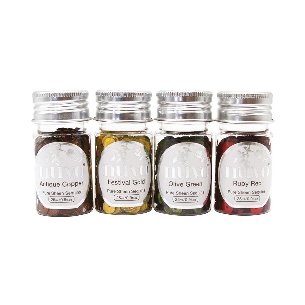 Nuvo Nuvo Sequins Nuvo - Pure Sheen Sequins - 4 Pack - Jingle Bells - 25ml Plastic Bottles - 281N