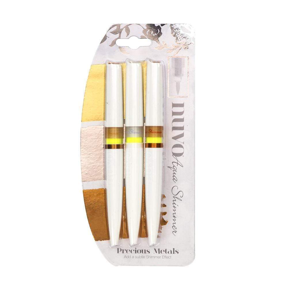 Nuvo Pens and Pencils Nuvo - Aqua Shimmer Pens- Precious Metals - 3 Pack - 883n