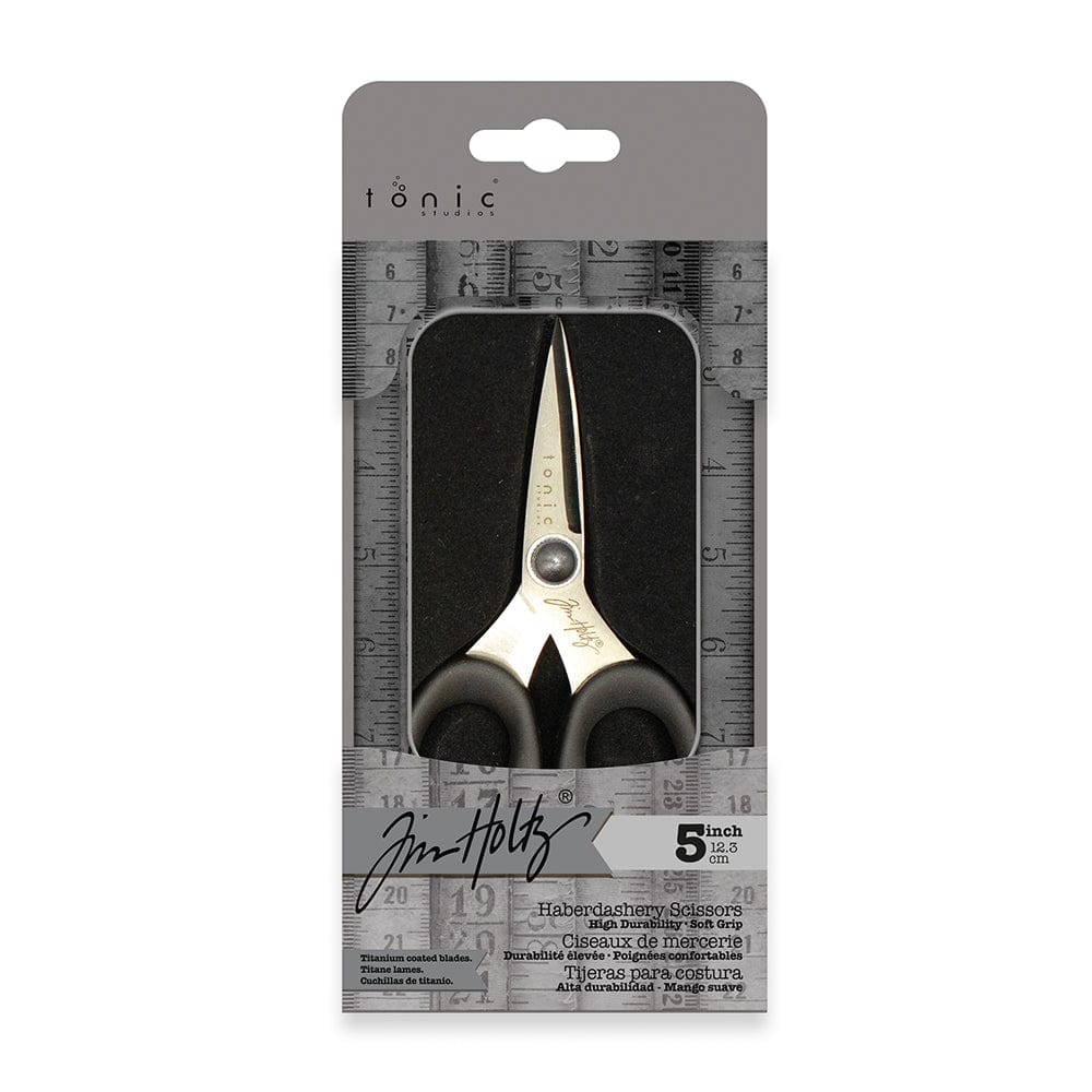 Tim Holtz Haberdashery Snip Scissors Set - Soft Grip Durable Snips 5 inch & Scissors 6 inch with Storage Tins - 2 Items, Black