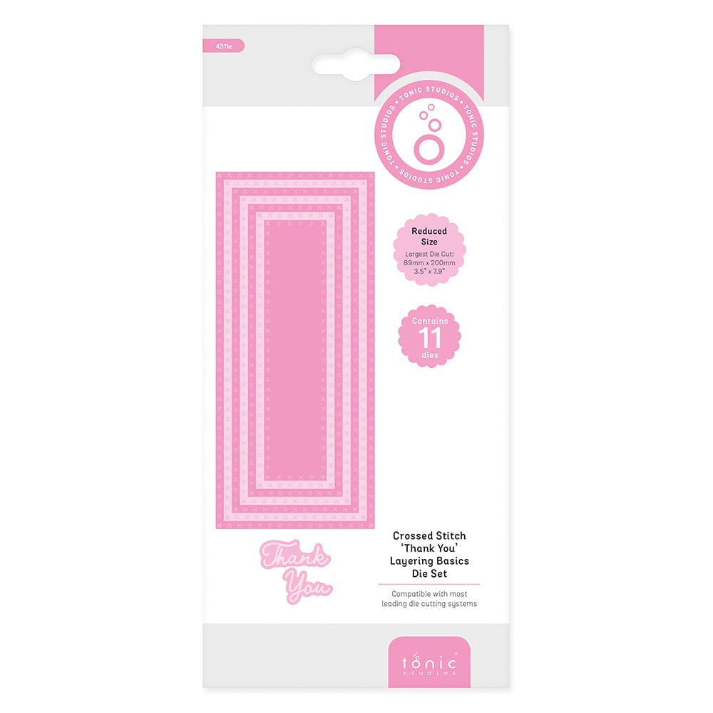 Tonic Studios Die Cutting Crossed Stitch 'Thank You' Layering Basics Die Set - 4311E