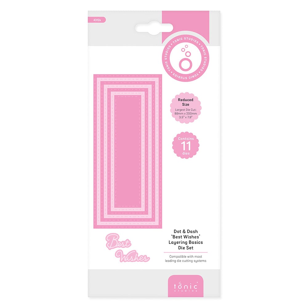 Tonic Studios Die Cutting Dot & Dash Best Wishes Layering Basics Die Set - 4312E