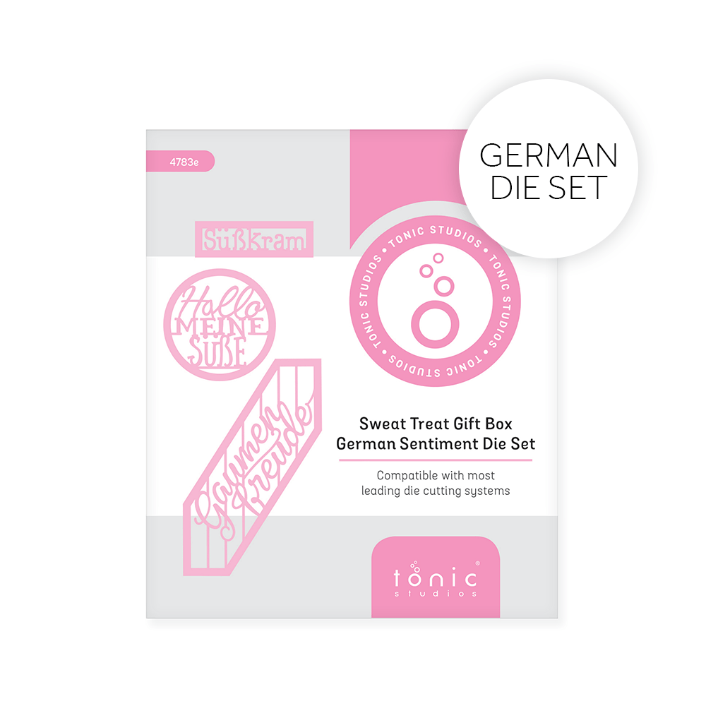 Tonic Studios Die Cutting German Sentiment Die Set - Sweet Treat Gift Box - 4783e